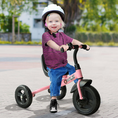 Baby Trike, Toddler Tricycle with Adjustable Seat, Children Ride on Toys 3 Wheels Bike with Bell for Kids 1.5-4 Years, Pink