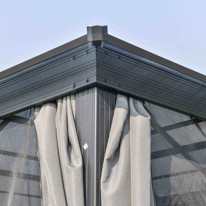 3 x 3(m) Hardtop Gazebo Canopy with Polycarbonate Roof, Aluminium Frame, Permanent Pavilion Garden Gazebo