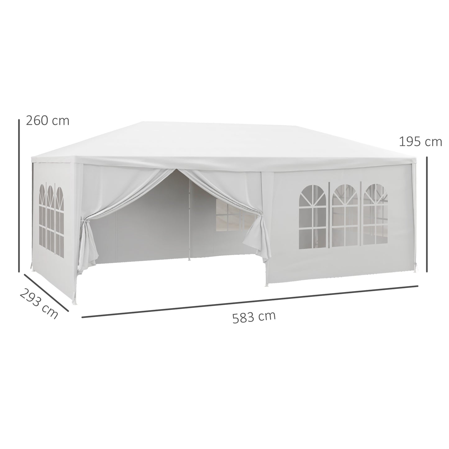 6 x 3 m Party Tent Wedding Gazebo Outdoor Waterproof PE Canopy Shade with 6 Removable Side Walls