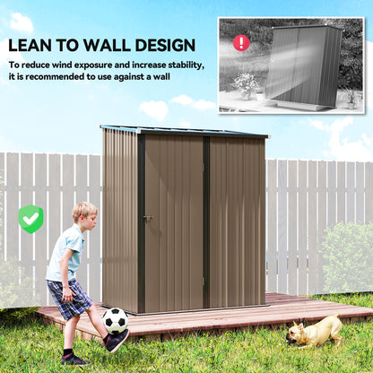 5.3 x 3.1ft Corrugated Steel Garden Shed - Brown