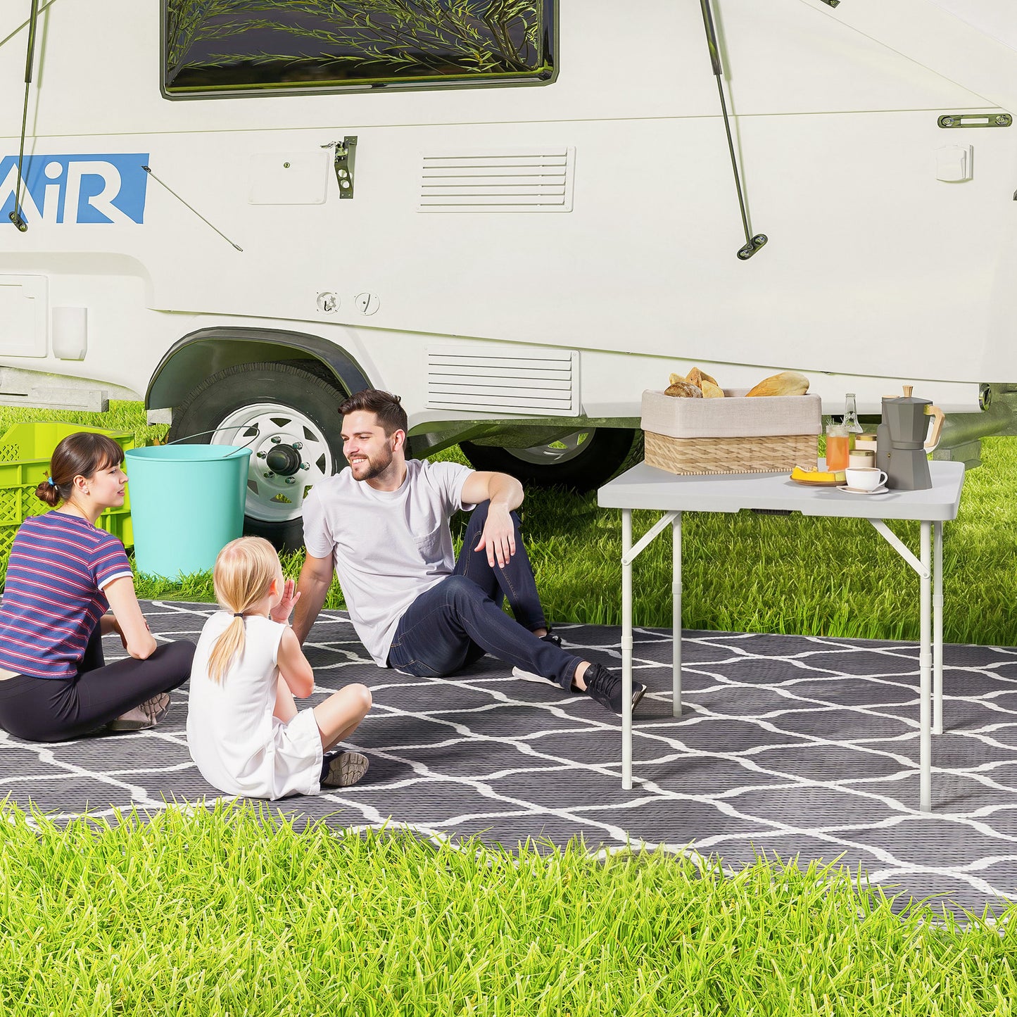 34/74cm Folding Camping Table, with Handle - Grey
