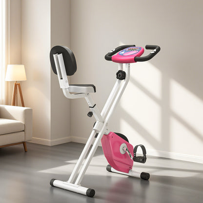 Folding Exercise Bike, Fitness Bicycle Indoor Trainer, 8-Level Magnetic Resistance Adjustable, with LCD Monitor