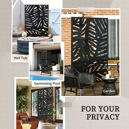 Decorative Garden Privacy Screen with Stand, 6.5FT Freestanding Metal Outdoor Divider