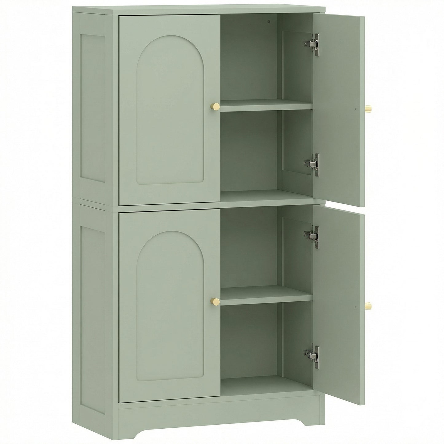 4-Door Kitchen Storage Cabinet with Adjustable Shelves - Green