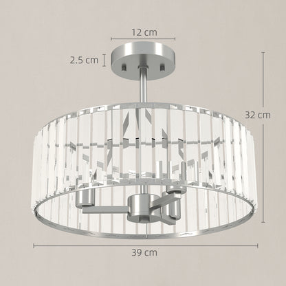 Crystal Ceiling Light Fixture, 39 cm Semi Flush Mount Modern Crystal Chandelier Ceiling Light, Bulbs Not Included