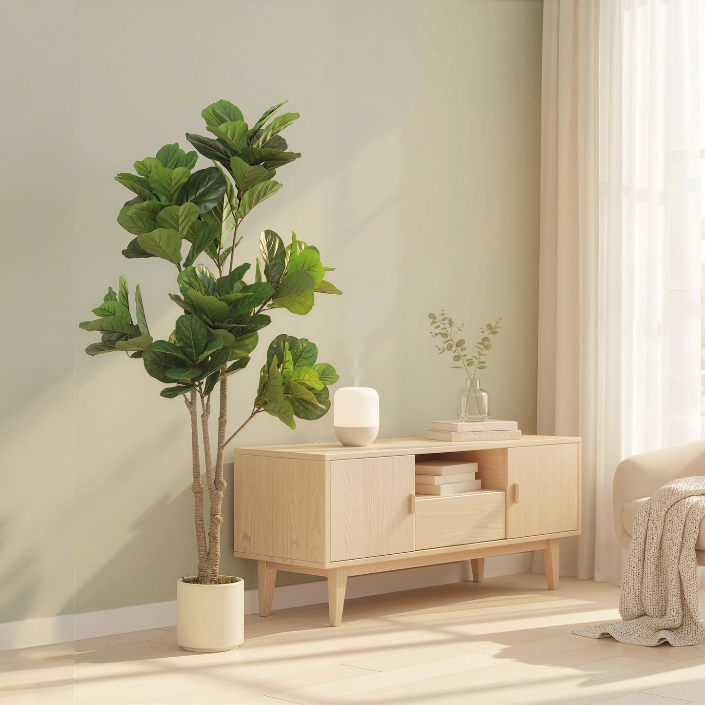 180cm Artificial Fiddle Leaf Fig Tree - Green