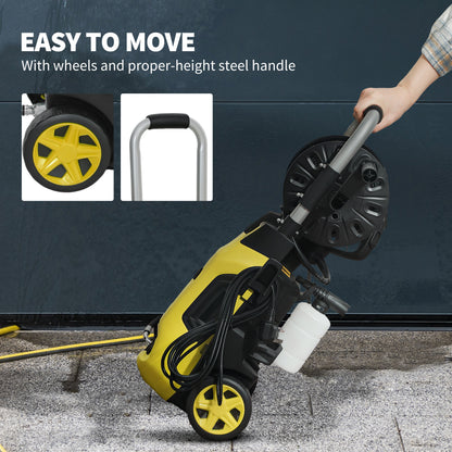 1800W High Pressure Washer, 150 Bar Pressure, 420 L/h Flow, Portable Power Washer Jet Wash Cleaner with Adjustable Nozzle
