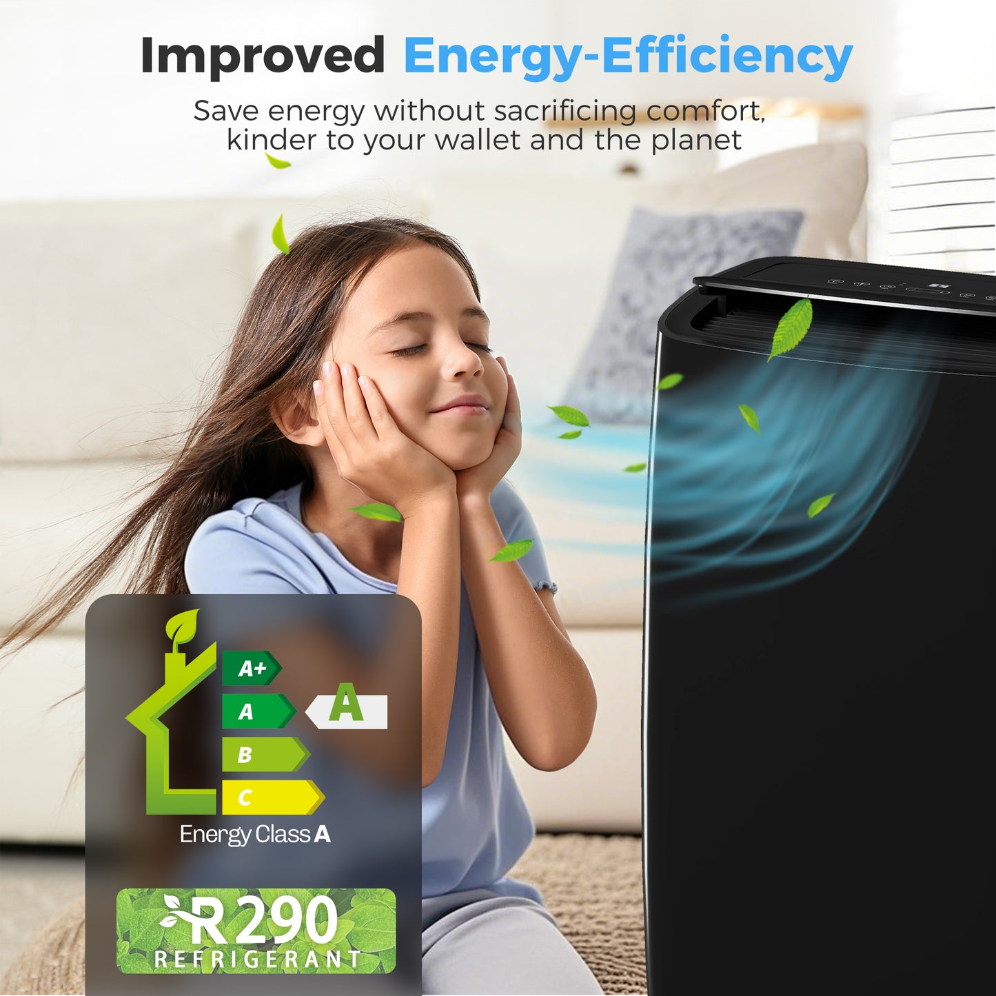 Portable Air Conditioner 14000 BTU, 4-in-1 Air Conditioning Unit, Dehumidifier, Cooling, Fan, Child Lock, 40m²