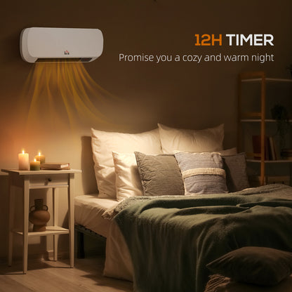 2000W Wall Mounted Ceramic Space Heater, 10-49°C Temperature, White