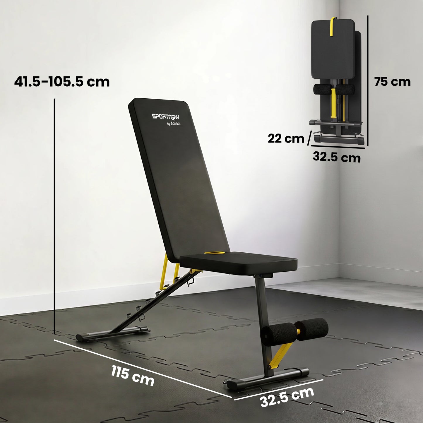 Adjustable Weight Bench, 300kg Incline Decline Flat Foldable Bench Press with 7 Backrest Positions and Resistance Bands