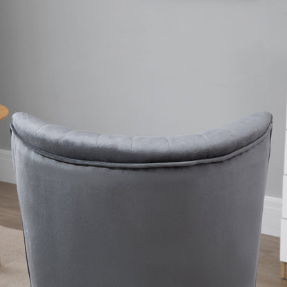 Modern Accent Chair, Fabric Living Room Chair with Rubber Wood Legs and Thick Padding, Grey