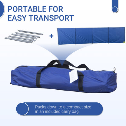 Camping Windbreak, Foldable Portable Wind Blocker w/ Carry Bag and Steel Poles, Beach Sun Screen Shelter Privacy Wall