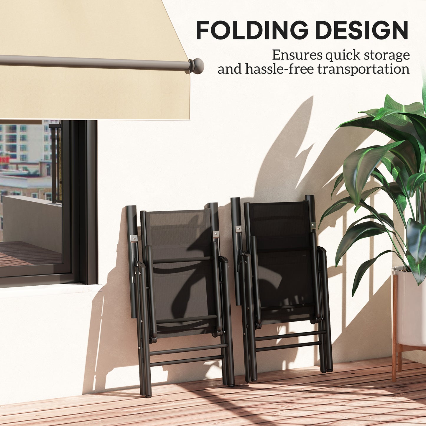 Set of 2 Folding Garden Chairs, Aluminium Frame Outdoor Dining Chairs with Breathable Mesh Back and Seat