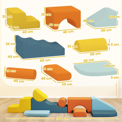 9-Piece Soft Play Set, Kids Soft Play Foam Blocks with Detachable Cover for Climbing and Crawling