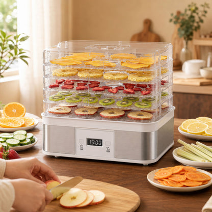5 Tier Food Dehydrator, 245W Stainless Steel Food Dryer Machine with Adjustable Temperature
