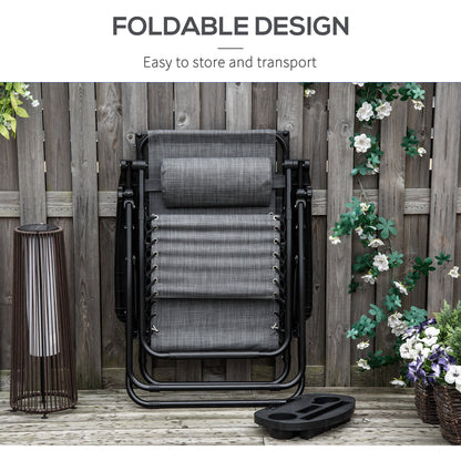 Foldable Reclining Garden Chair with Headrest, Zero Gravity Deck Sun Lounger Seat Chair with Footrest, Armrest