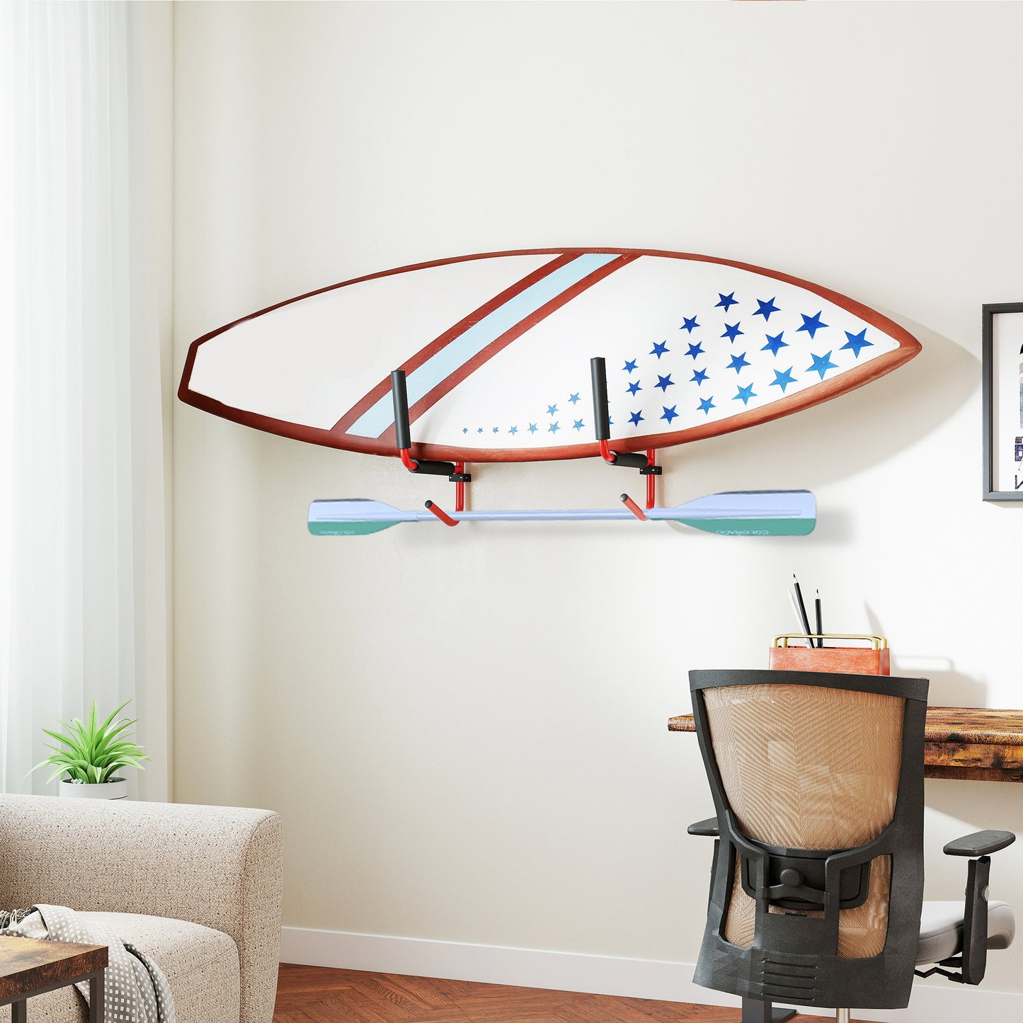 Kayak Canoe Heavy Duty Wall Mounted Storage Holder Rack Heavy Duty Storing Hangers Red