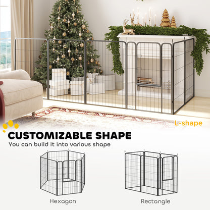Six-Panel Dog Playpen with Door, for Large Dogs, Indoors, Outdoors, 100cm Tall, Black