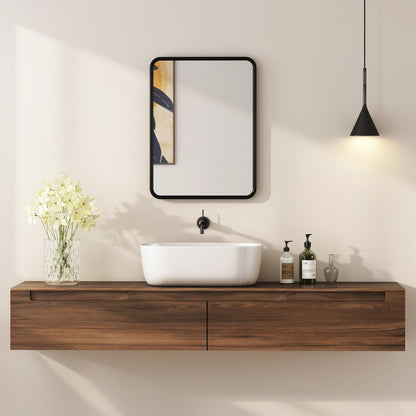 Rectangular Wall Mirror with HD Glass - Black