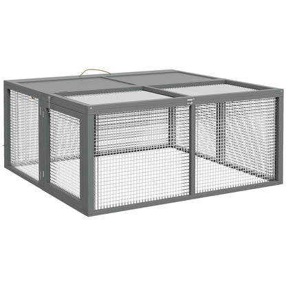 Wooden Folding Rabbit Hutch, for 2-3 Rabbits - Grey