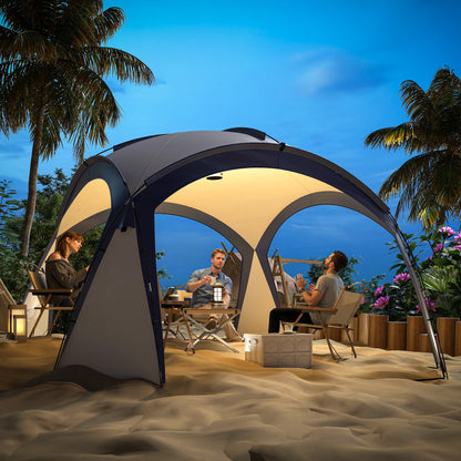 Gazebo Party Tent, 3.5x3.5m-Cream/Blue