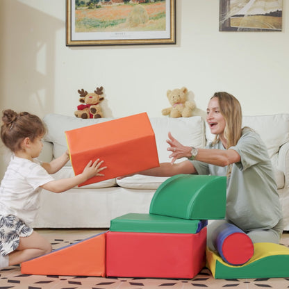 Soft Play Set, 7 Piece Foam Blocks, Toddler Climb and Crawl Activity Set for 1-3 Years