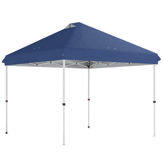 3 x 3 m Pop Up Gazebo with Wheels, UPF50+ One-Touch Outdoor Garden Party Tent Marquee Wedding Awning Canopy, Dark Blue