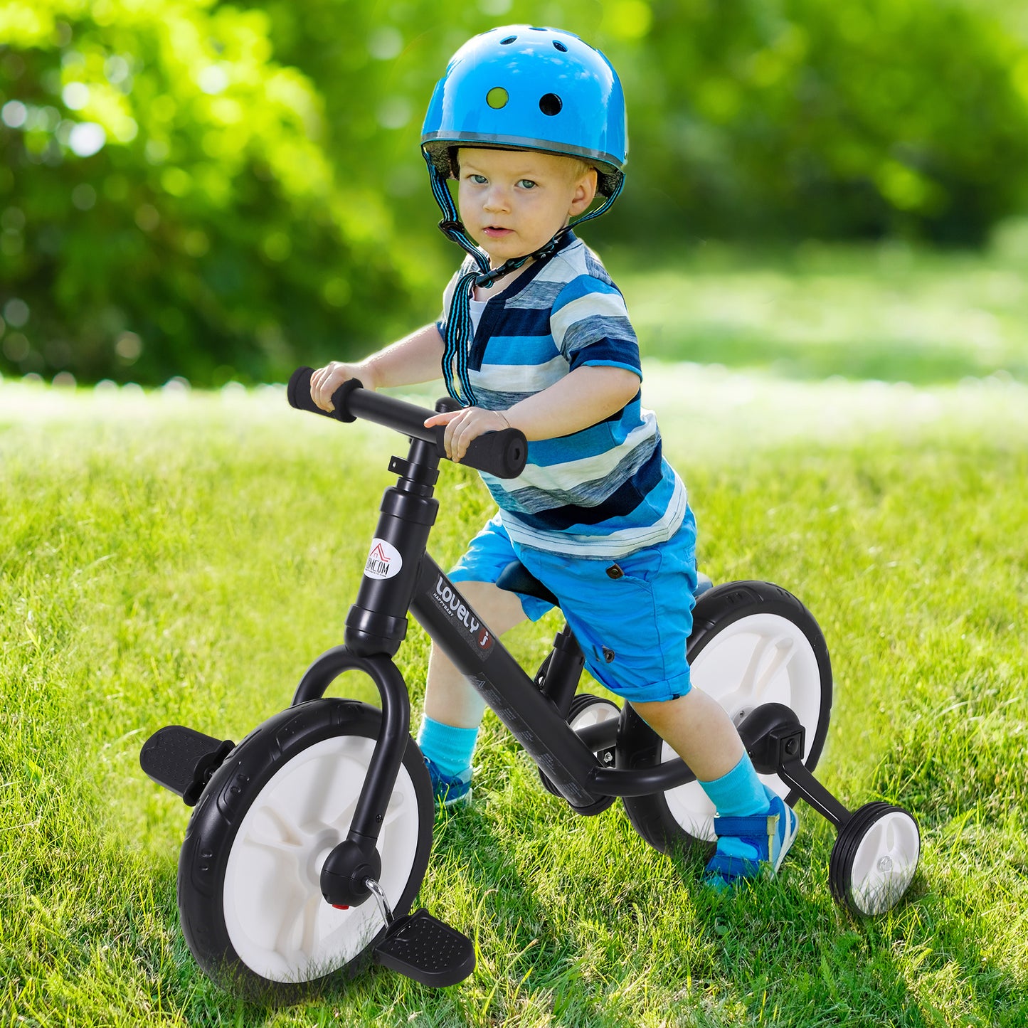 11 Inch Kids Balance Bike Training Pedal Bicycle W/ Removable Stabilizers EVA Tyres Adjustable Seat Height 2 to 5 Years Gift