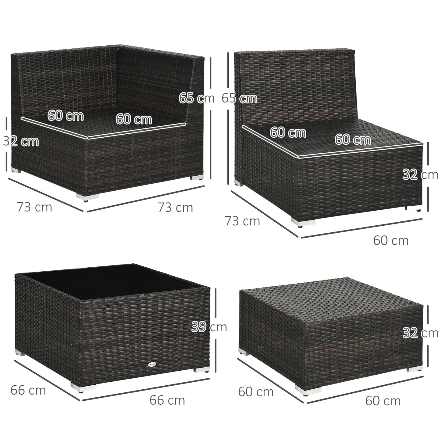 7-Seater PE Rattan Corner Sofa Set, Garden Furniture Set, Patio Wicker Sofa Seater w/ Cushion