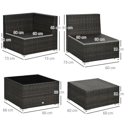 7-Seater PE Rattan Corner Sofa Set, Garden Furniture Set, Patio Wicker Sofa Seater w/ Cushion