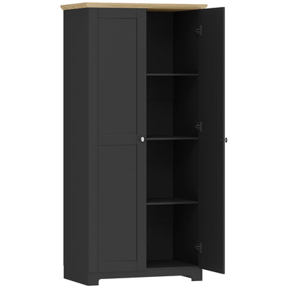 Kitchen Cupboard, 172cm Freestanding Storage Cabinet with Doors and Shelves, Black