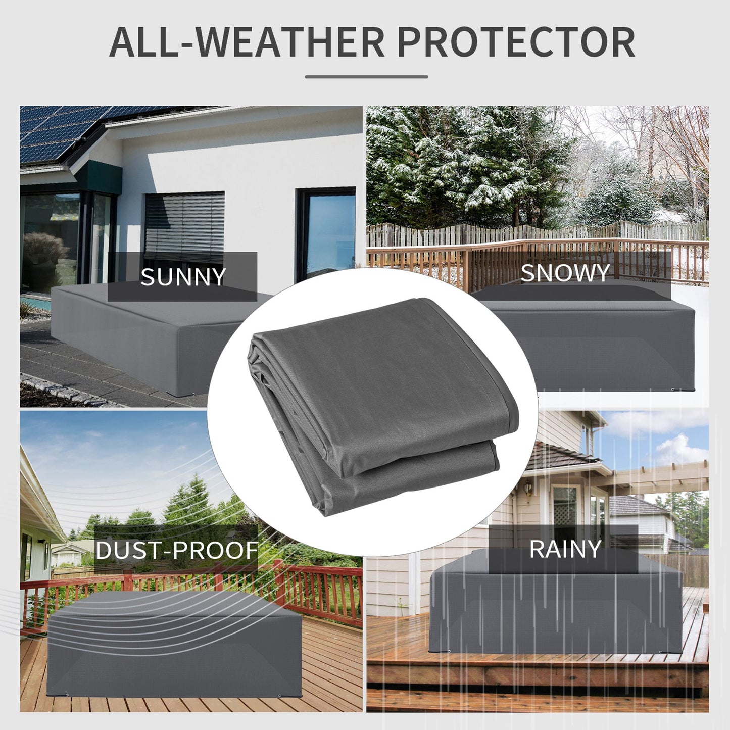 225x210cm Outdoor Garden Rattan Furniture Protective Cover Water UV Resistant Grey