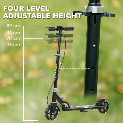 Scooter for Kids Aged 3-8 Years, with Adjustable Handle, Two Light Up Wheels, Handbrake, Rear Brake, Black
