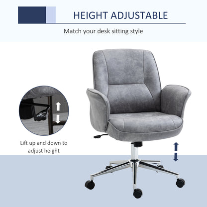 Swivel Computer Office Chair Mid Back Desk Chair for Home Study Bedroom, Light Grey