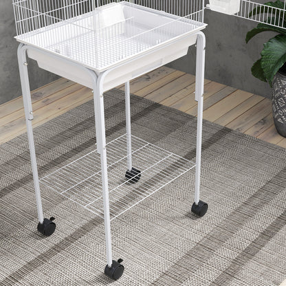 Bird Cage Budgie Cages for Finch Canary Parakeet with Stand Wheels Slide-out Tray Accessories Storage Shelf, White