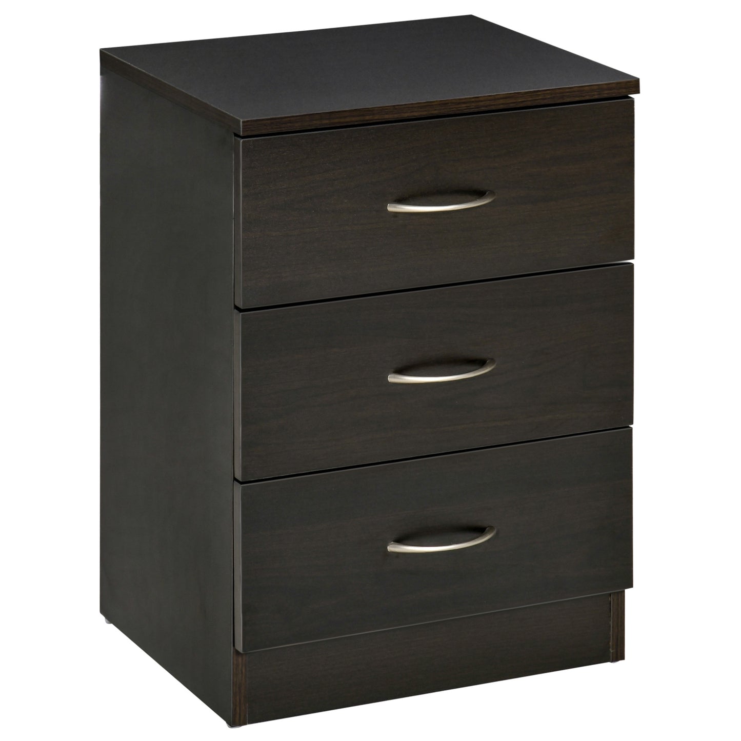 Three-Drawer Simple Bedside Table - Black