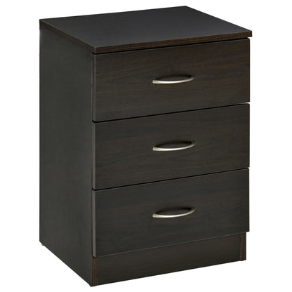 Three-Drawer Simple Bedside Table - Black
