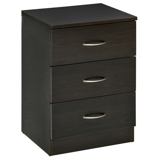 Three-Drawer Simple Bedside Table - Black