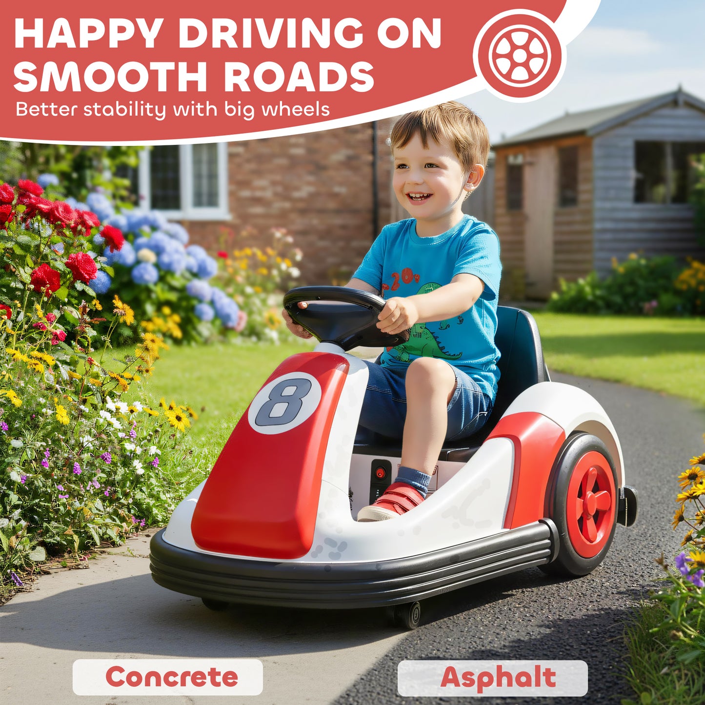 Kids Bumper Car with 360-Degree Rotation, 6V Electric Ride On Car with Music and Horn for 3-8 Years Old, Red