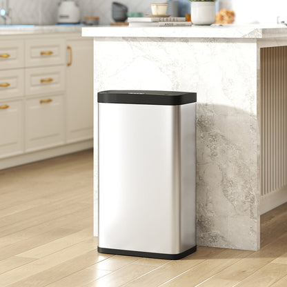 45L Stainless Steel Sensor Bin - Silver Tone