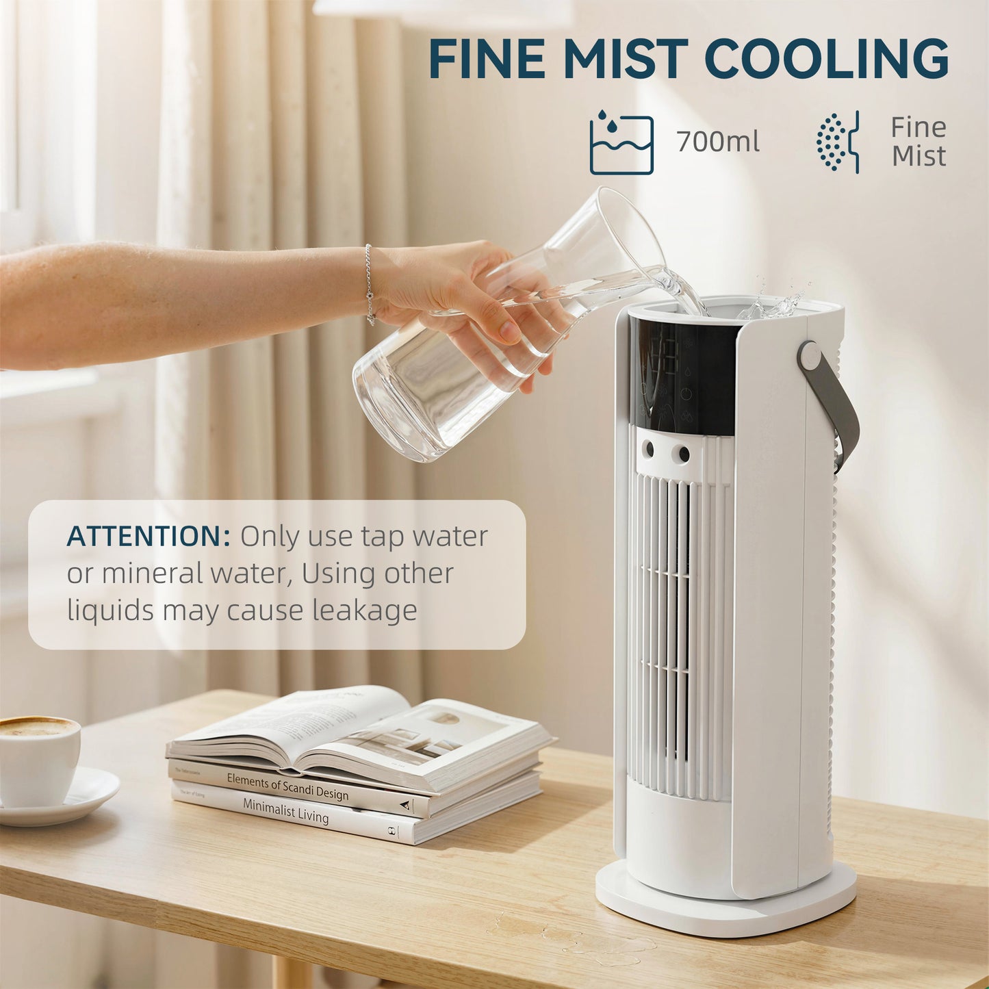Tower Fan for Bedroom, 16 Inch Mist Desktop Fan with DC Motor, 3 Speeds, 90° Oscillation, 10H Timer, for Home Office