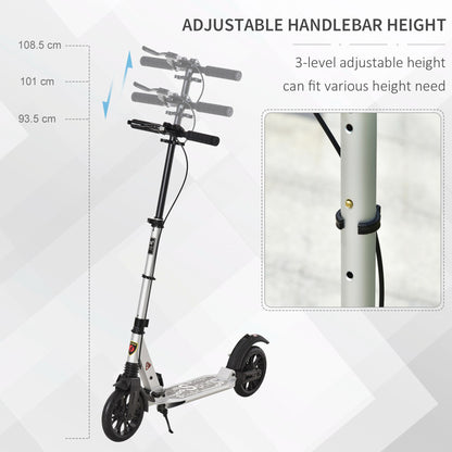 Teen/Adults Aluminium Folding Kick Scooter w/ Shock Mitigation System Silver