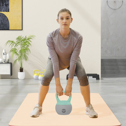 12KG Soft Kettlebell, Kettlebell with Non-Slip Handle for Home Gym, Weight Lifting, Strength Training, Green/Grey