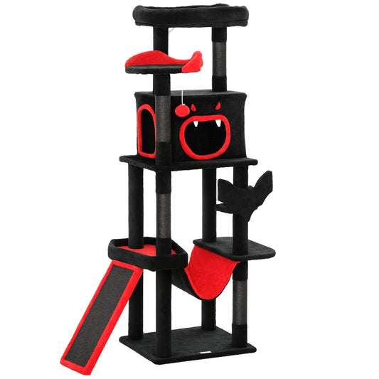Gothic Cat Tree, 152 cm Multi-Level Cat Tower for Large Cats with Coffin Bed, Large Condo, for Halloween