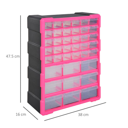 39 Drawers Parts Organiser Wall Mount Tools Storage Cabinet Small Nuts Bolts Garage Clear