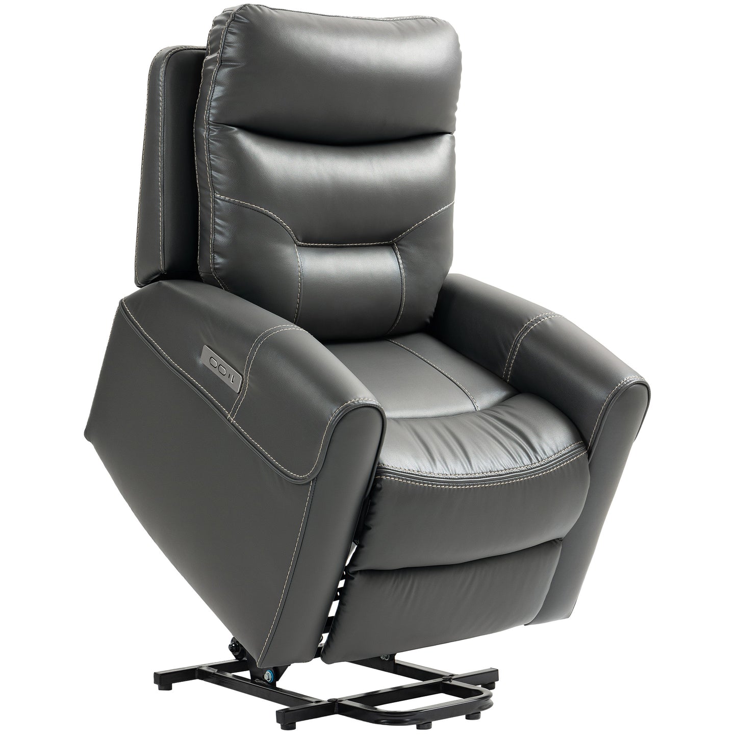 Power Lift Recliner Chair for Elderly, Overstuffed Faux Leather Riser and Reclining Chair with USB A+C Ports