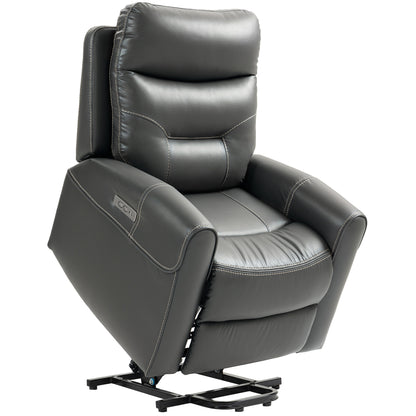 Power Lift Recliner Chair for Elderly, Overstuffed Faux Leather Riser and Reclining Chair with USB A+C Ports