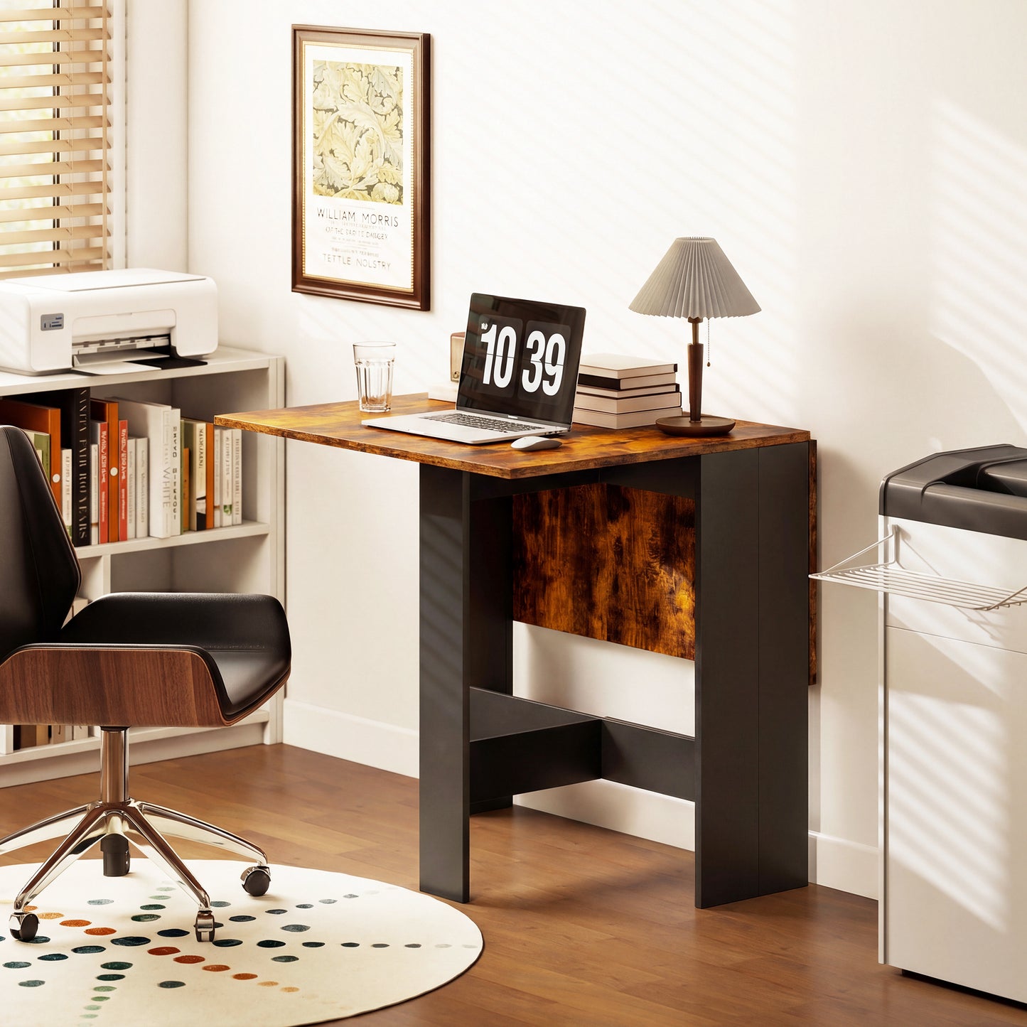 Folding Dining Table, Space-Saving Drop Leaf Kitchen Table for 4-6 People Rustic Brown