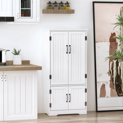 Accent Floor Storage Cabinet, Kitchen Cupboard Sideboard with Adjustable Shelves and 2 Lower Doors, White