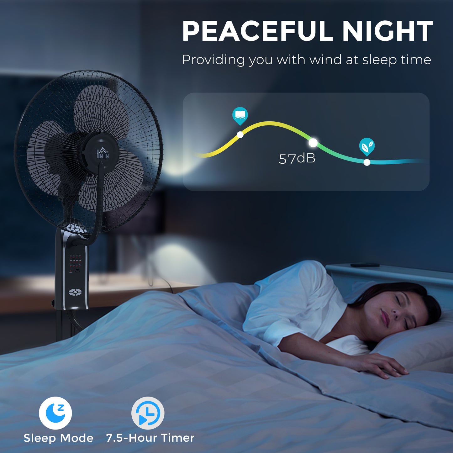 Pedestal Fan with Water Mist Spray, Spray Misting Fan with 70° Oscillation, Tilt Head, 3 Speeds, 3 Modes, Adjustable Mist